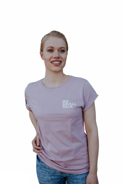 Frauen T-Shirt no small talk aus Biobaumwolle - purple rose